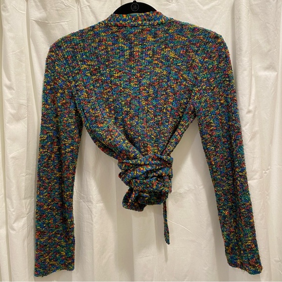CACHE Multi-Colored Boucle Wrap-Around Sweater Cardigan Size XS - Picture 15 of 15
